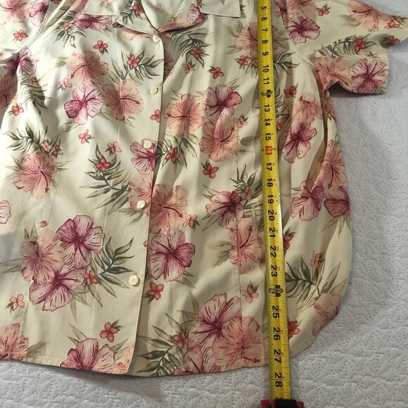 Liz Golf Yellow Red floral short sleeve collar blouse Women Size 2X - Picture 5 of 6